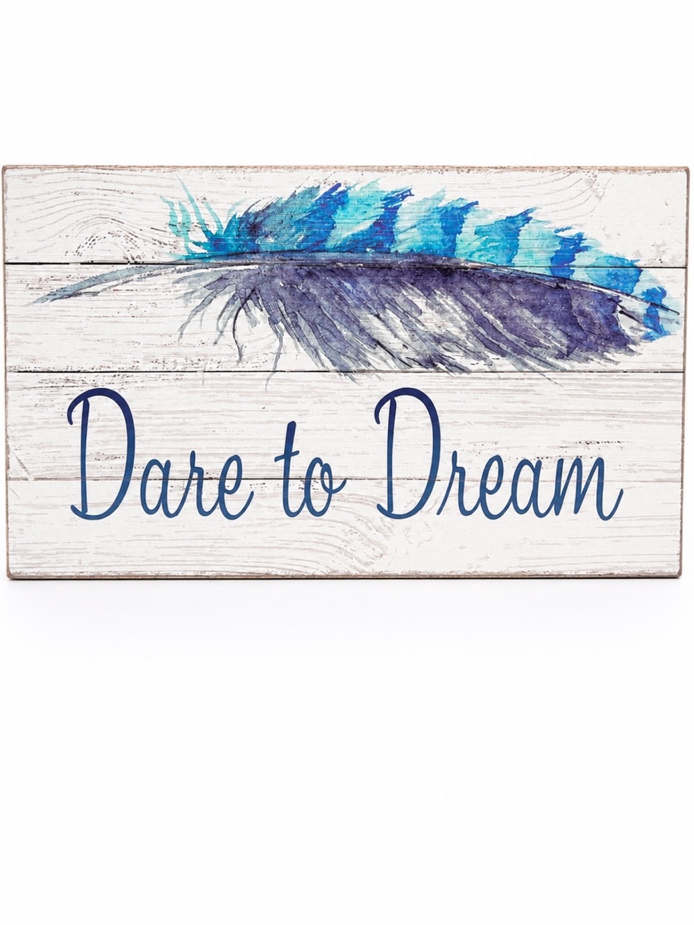 Dare to Dream Rustic Wood Inspirational Feather Wall Art Farmhouse Decor Sign